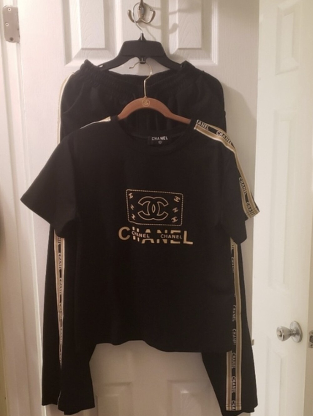Fashion | Black and Gold Logo Track Jogger Set - Picture 2 of 8